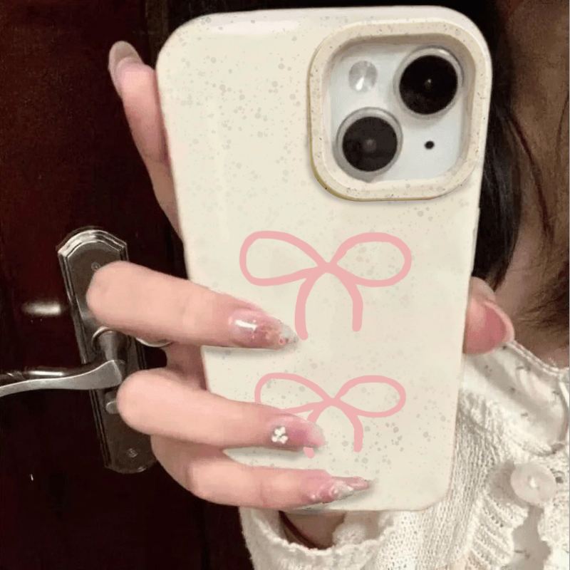 苹果ins少女粉色蝴蝶结小众