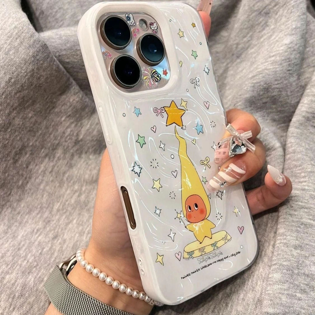 立体褶皱长帽星星人手机壳苹果