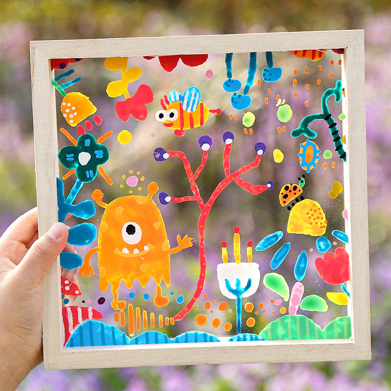 亚克力画框儿童绘画手工diy幼儿园美工区域材料实木透明相框装饰