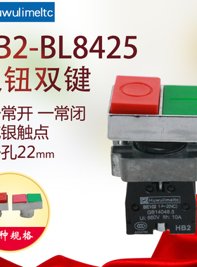 华武 双键双位 平头按钮 ZB2-BL8425（HB2） 一常开一常闭