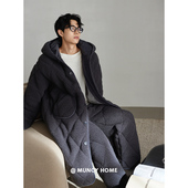 曼系 保暖秋冬睡衣男 硬核防寒三层夹棉时尚 雾灰腔调 睡袍加绒裤