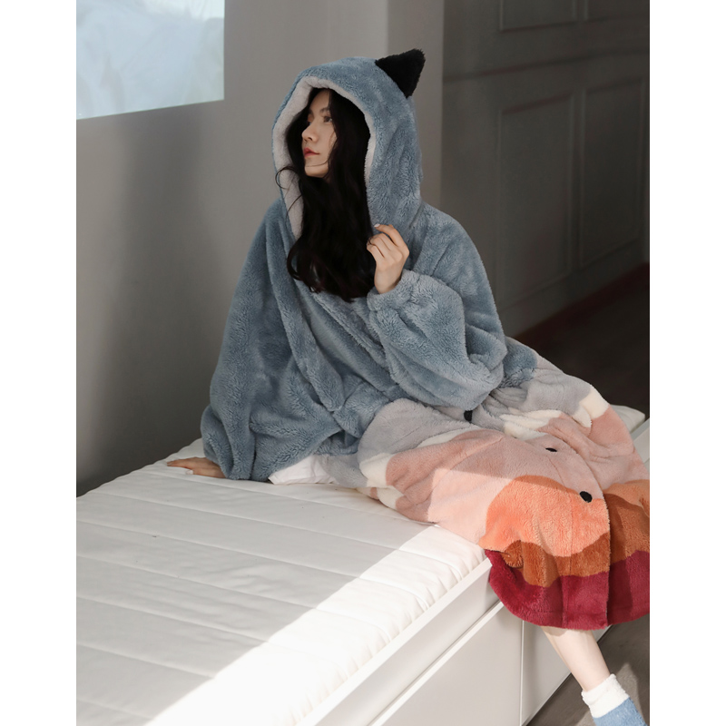 曼系珊瑚绒秋冬季女士睡衣