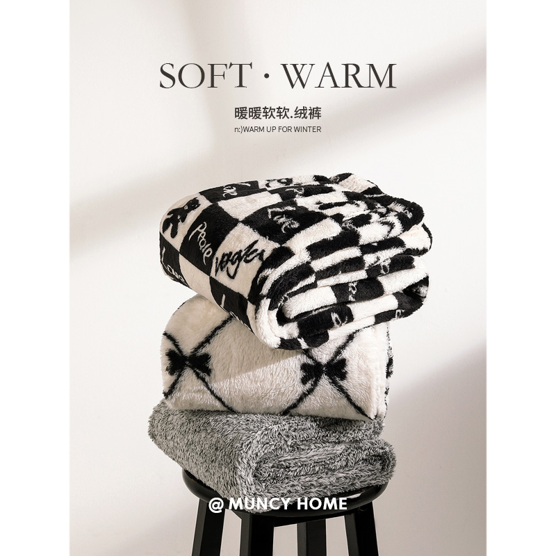 曼系女士珊瑚绒加厚加绒睡裤