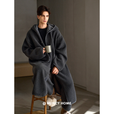 曼系男士羊羔绒简约睡衣家居服