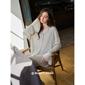 优雅千金 春夏薄款 睡衣女莱赛尔长袖 曼系 百褶边设计感气质套装