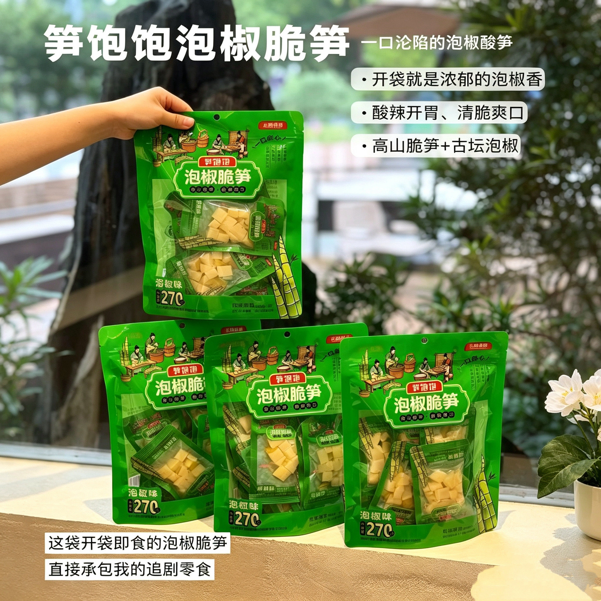 笋饱饱泡椒脆笋开袋即食新鲜竹笋酸辣开胃清脆爽口批发追剧休闲食