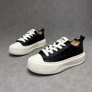 轻便百搭皮面板鞋韩版潮流经典学院低帮鞋男士白底学生德迅休闲鞋