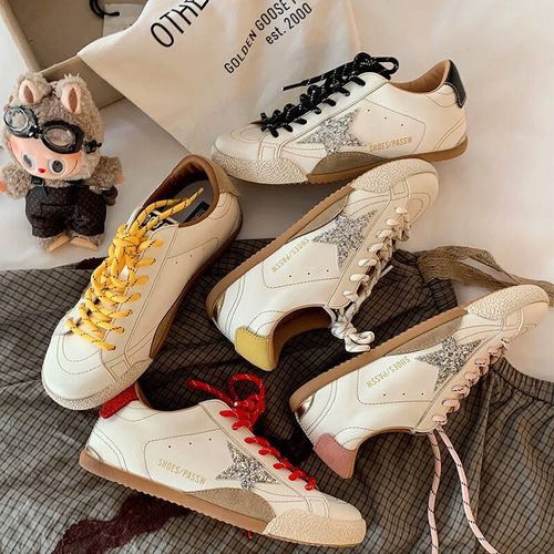 0001007德训鞋女2025新款真皮小白鞋浅口系单鞋带薄款四季学生