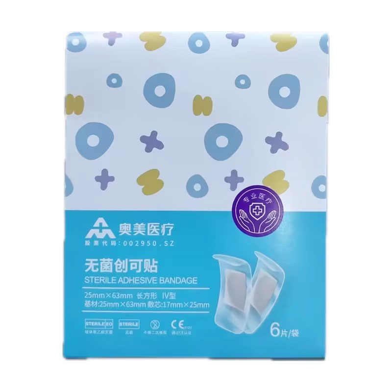 奥美医疗 无菌创可贴 IV型 防水 25mm*63mm*6片/袋