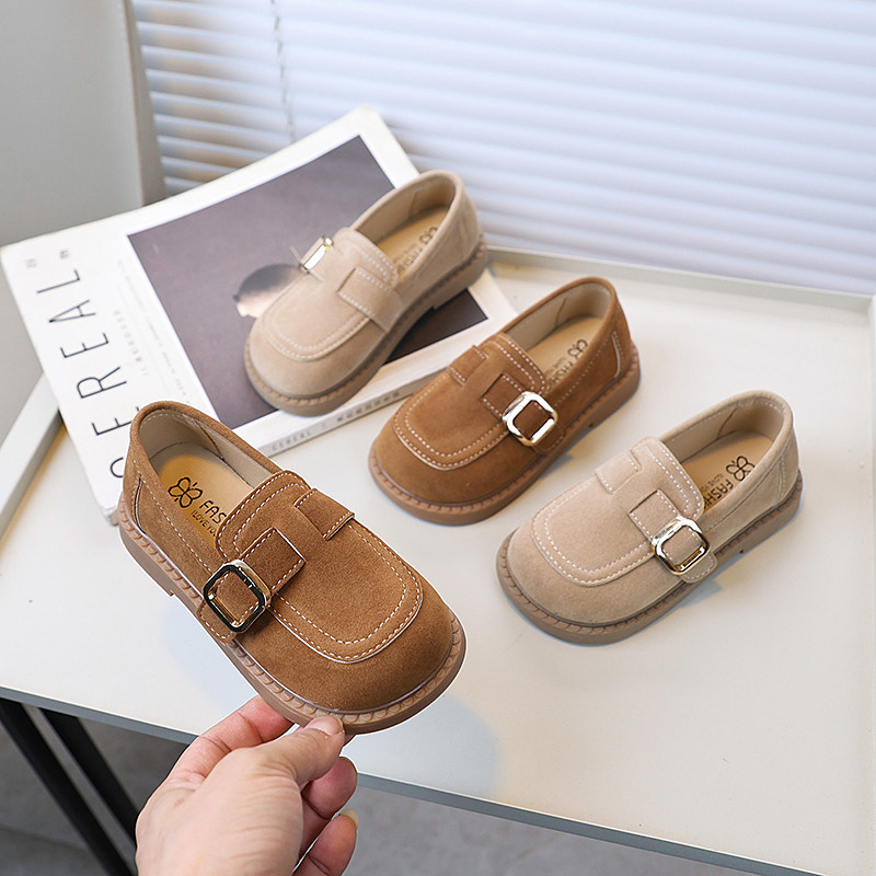 儿童韩版勃肯鞋2026春季新款女童百搭平底单鞋男童一脚蹬豆豆鞋子