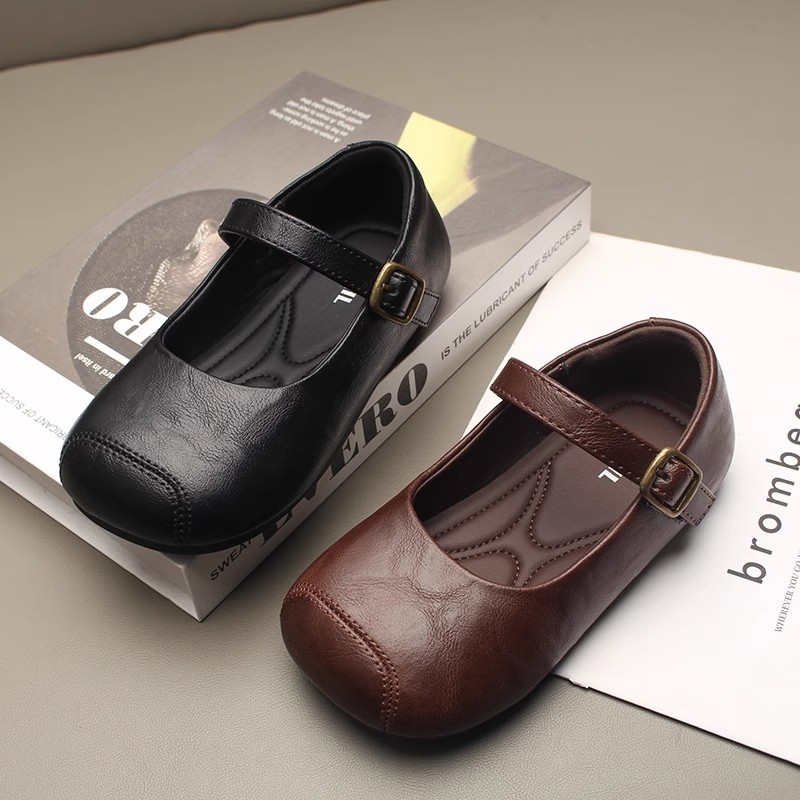 六一女童方头小皮鞋软底黑色单鞋