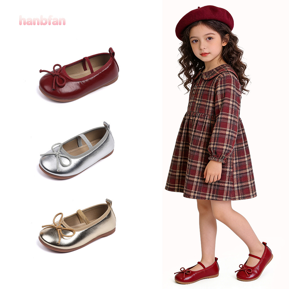女童娃娃鞋红色小皮鞋2026春秋女孩芭蕾风公主鞋韩版浅口豆豆单鞋