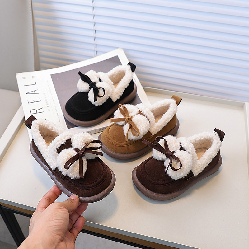 女童棉鞋2025冬季新款儿童蝴蝶结一脚蹬豆豆鞋中大童加绒保暖童鞋,童鞋/婴儿鞋/亲子鞋,棉鞋,淘宝优惠券,粉丝福利购,淘宝优惠卷