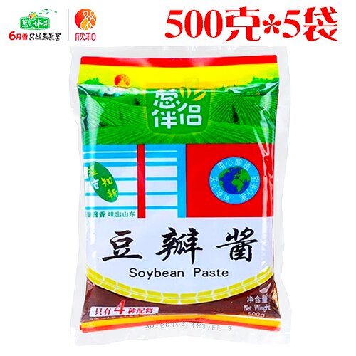 欣和葱伴侣豆瓣酱500g*5袋装大豆黄豆酱烤肉拌面下饭酱炖肉炖菜酱 - 封面