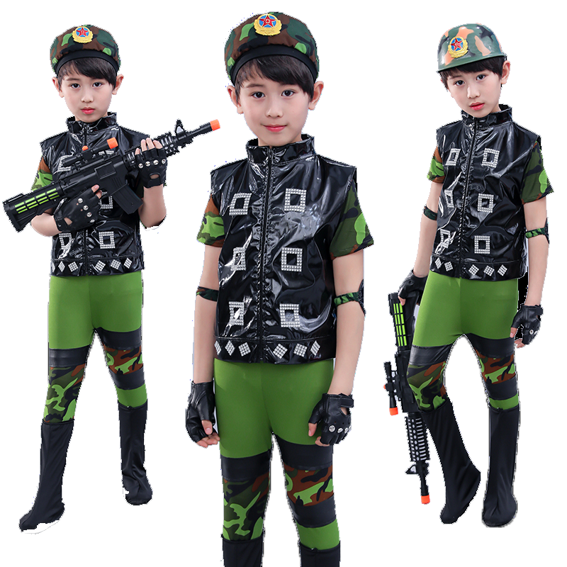 六一儿童小荷风采兵娃娃舞蹈服装学生幼儿迷彩小军装表演出服套装