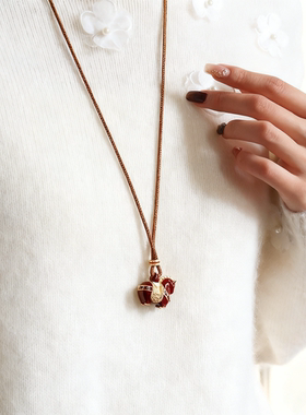 红色滴油马上有钱吊坠项链