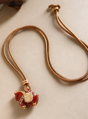 红色滴油马上有钱吊坠项链