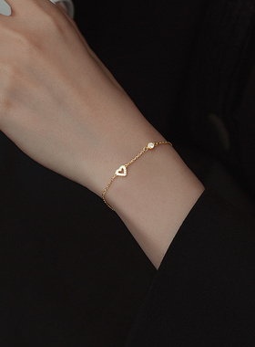 气质惊艳~925纯银镀14K金手链女