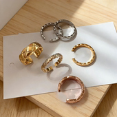 叠戴小香风镶钻玫瑰金银色菱形戒指女小众高级感精致开口食指环