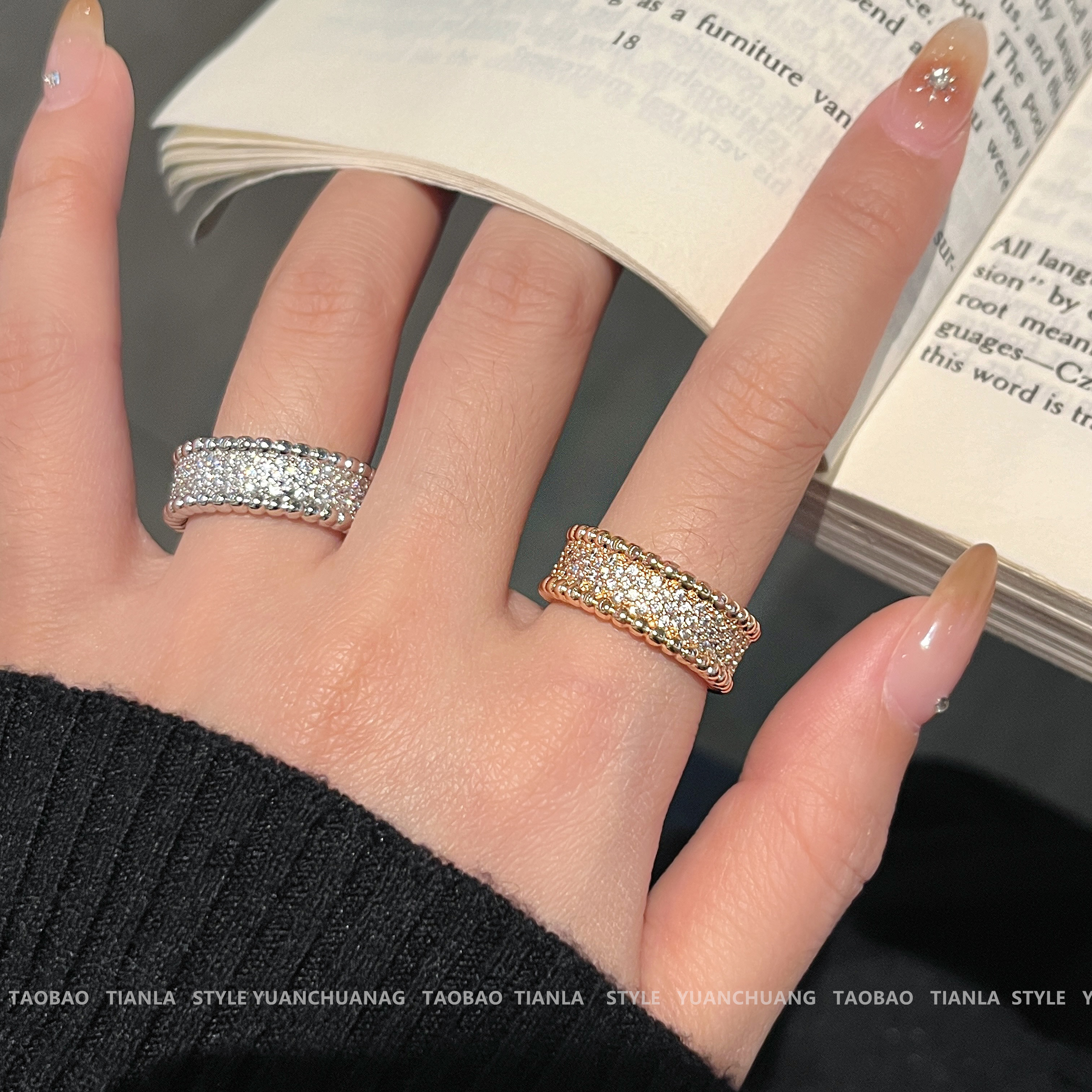 高级感轻奢满钻戒指女时尚个性