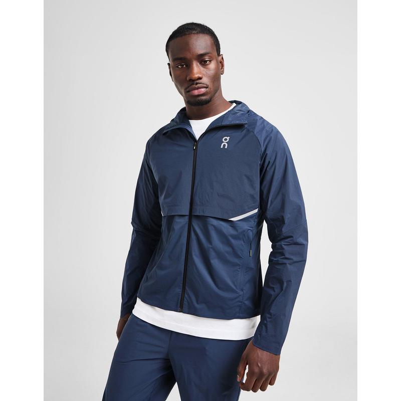 ON昂跑男士运动夹克防风轻便储物口袋可收纳前袋深蓝色