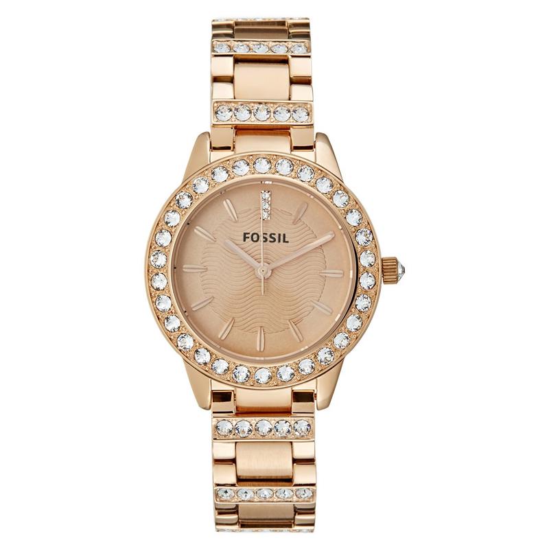 Fossil/化石玫瑰金表盘不锈钢表带轻奢腕表女简约时尚