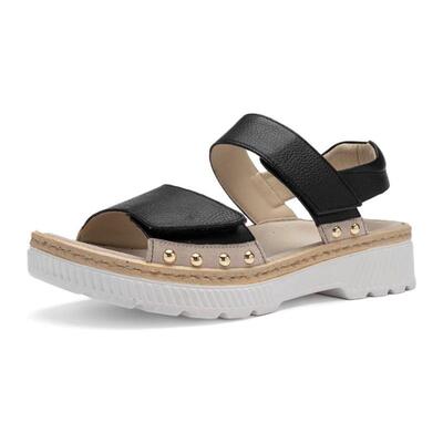 代购ara女士凉鞋舒适缓震防滑耐磨轻便透气易于穿脱黑色皮革材质