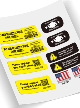 EVNE SES气嘴贴纸公路车碳刀圈轮组修补件单车防水定制小黄标小标