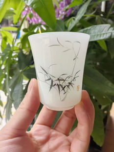 家用楼店器 高档羊脂玉白瓷三才盖碗泡茶杯陶带盏功夫具简约套装