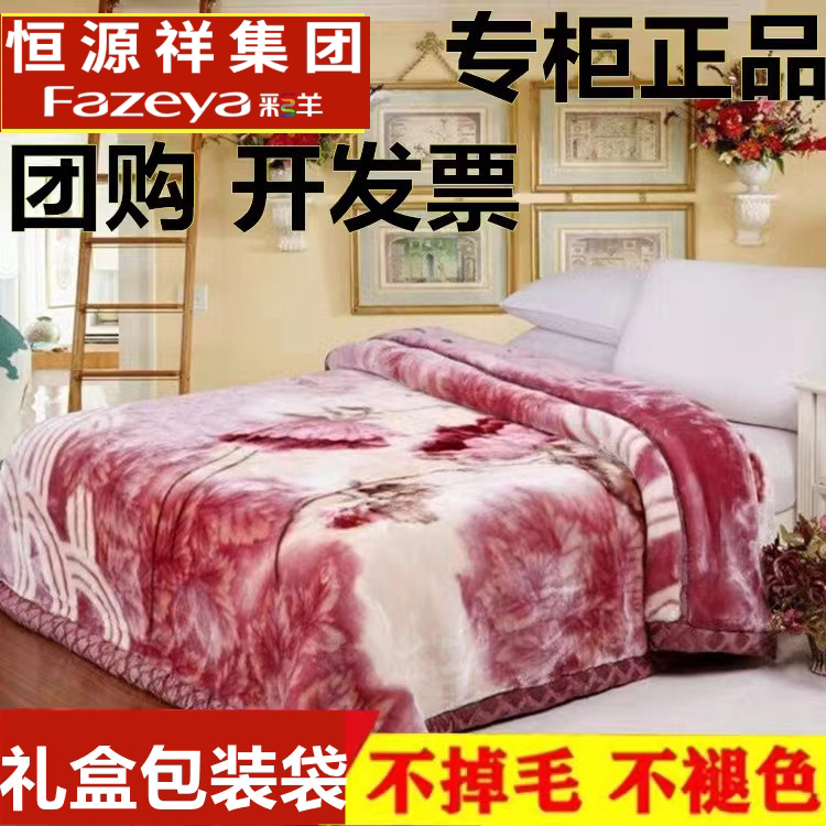 恒源祥集团彩羊毛毯加厚冬季双层拉舍尔盖毯12斤被子单毯子婚庆毯