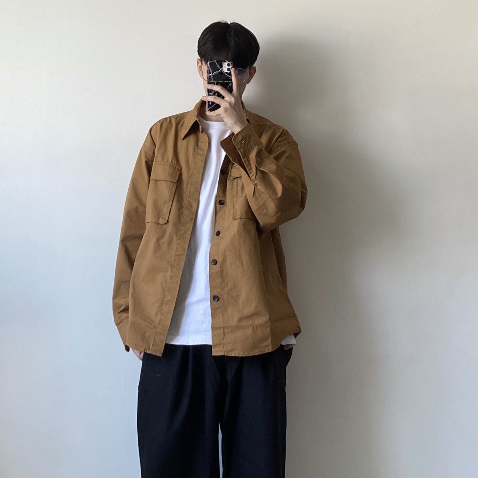 WHICHONE日系姜黄色工装宽松口