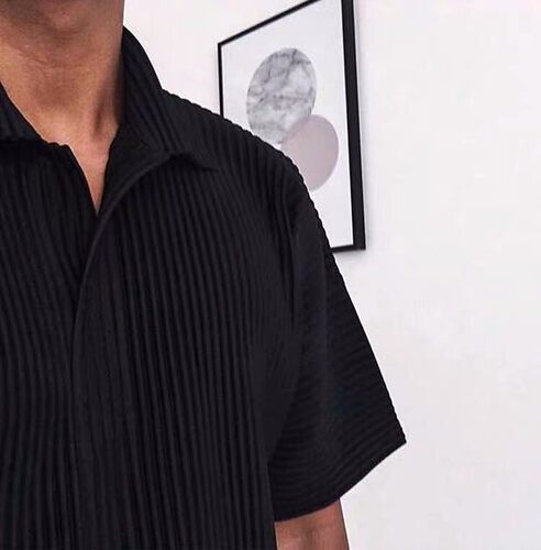三宅褶皱短袖polo衫JM030