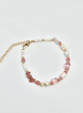 多巴胺彩色天然石珍珠手链