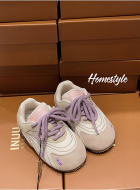 韩货inuu 初秋款魔术贴软软包子鞋可爱好穿粉紫色女宝休闲鞋