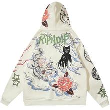 美国潮牌RIPNDIP贱猫卫衣 男女情侣款 恶搞风妖怪涂鸦 加绒外套