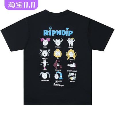 潮牌RIPNDIP十二星座卡通短袖T恤