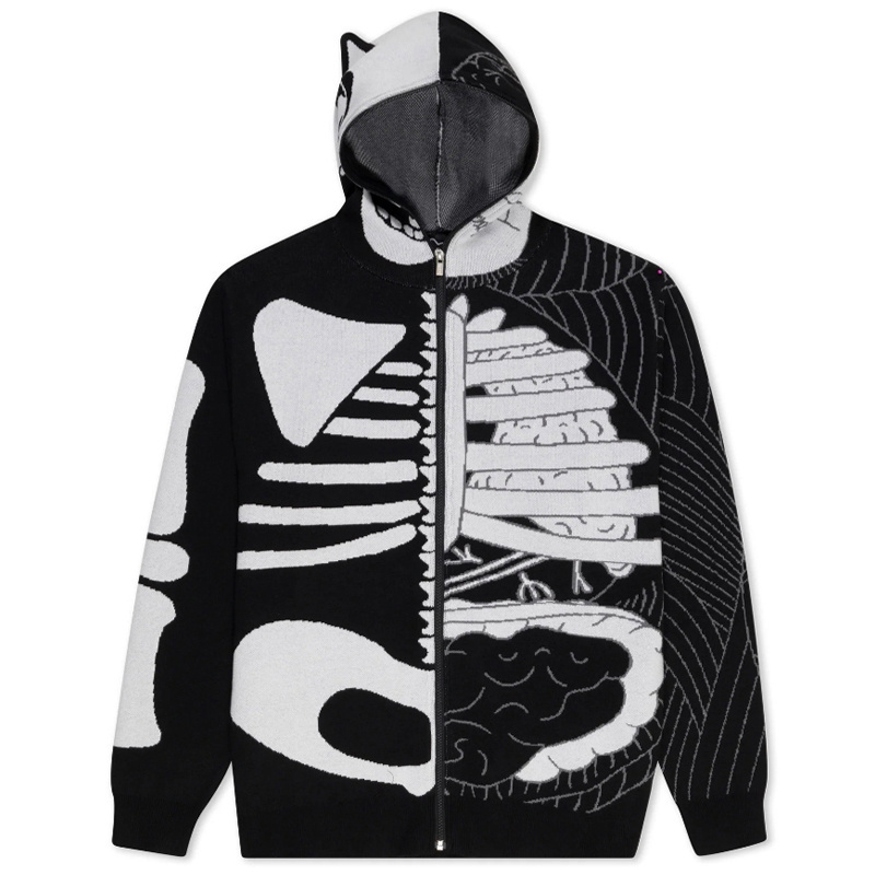 潮牌RIPNDIP搞怪骷髅开衫毛衣