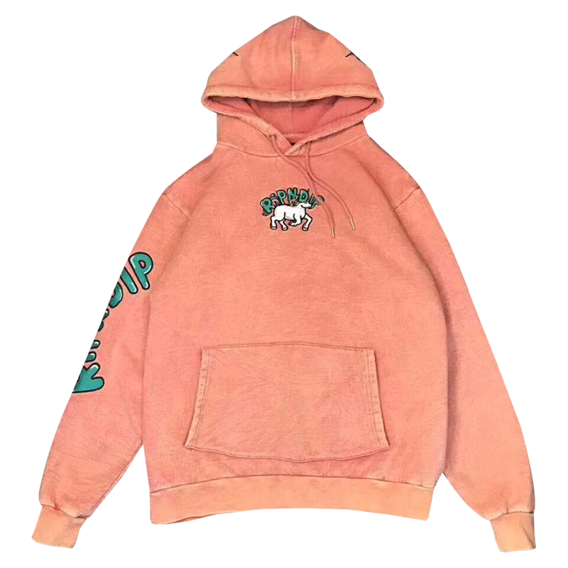 美国潮牌ripndip 贱猫中指猫卫衣 男女情侣款 刺绣独角兽加绒外套