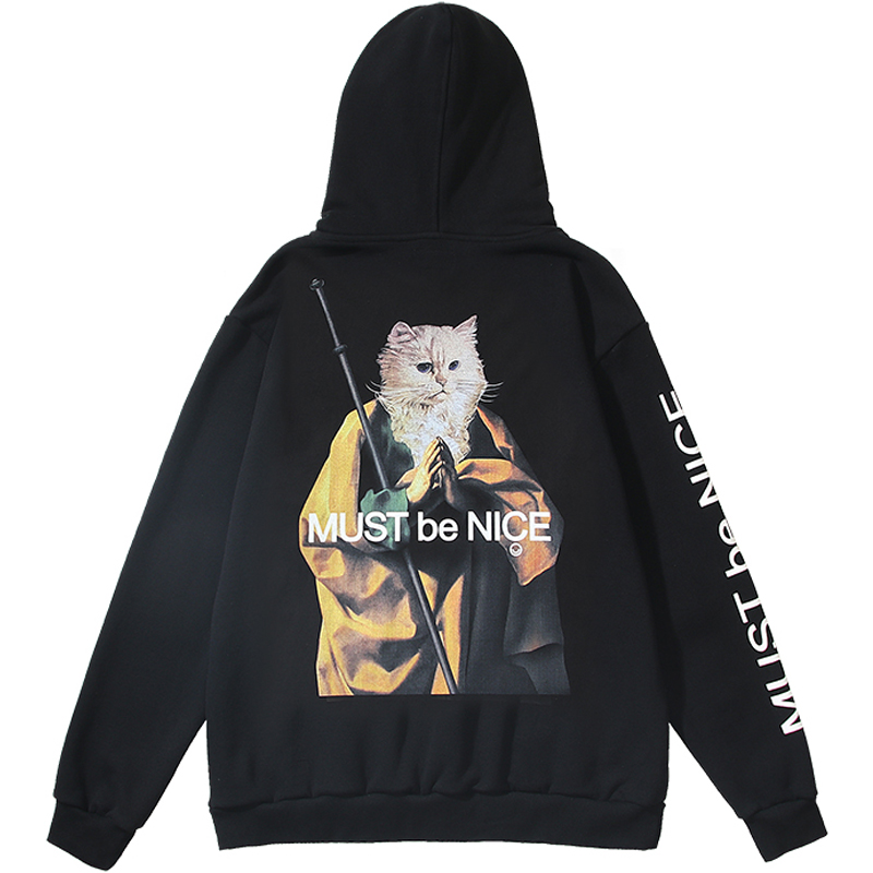 美国潮牌RIPNDIP 贱猫卫衣 男女情侣款 恶搞风祈祷猫僧 加绒外套