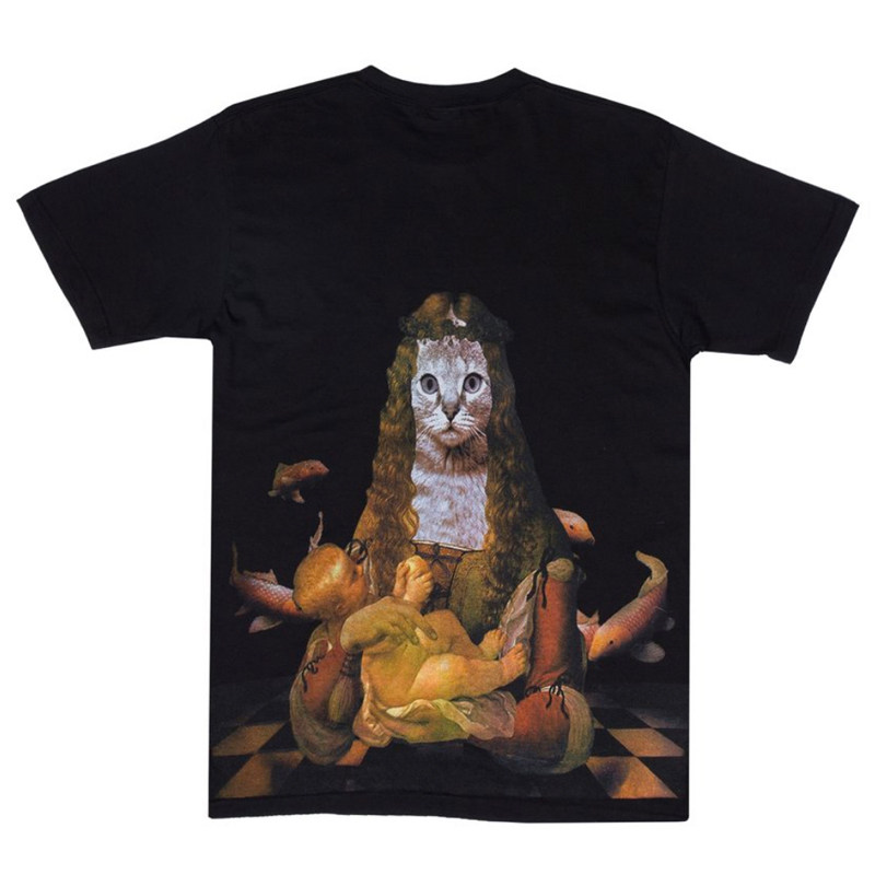 美国潮牌ripndip 贱猫中指猫短袖t恤 男女情侣款 恶搞圣母画像