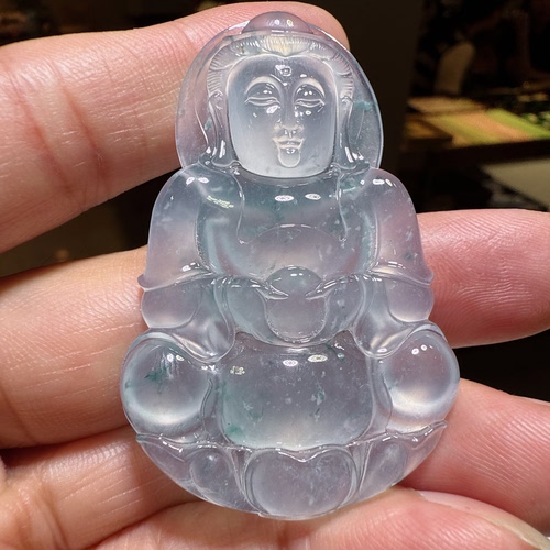 缅甸A货冰种观音吊坠