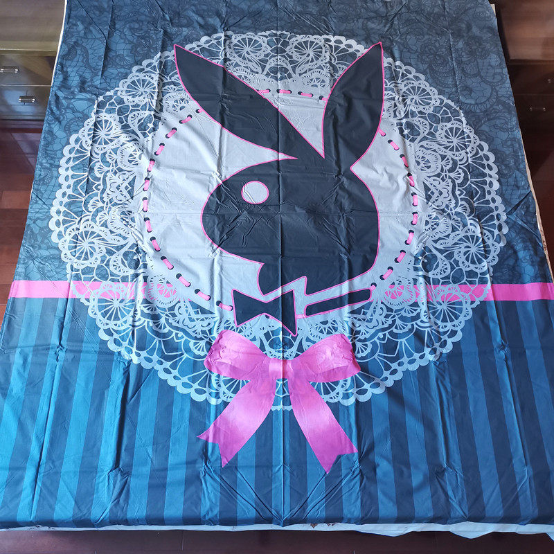 花花公子被套被罩枕头套180x210涤棉兔子头双人床playboy 外贸