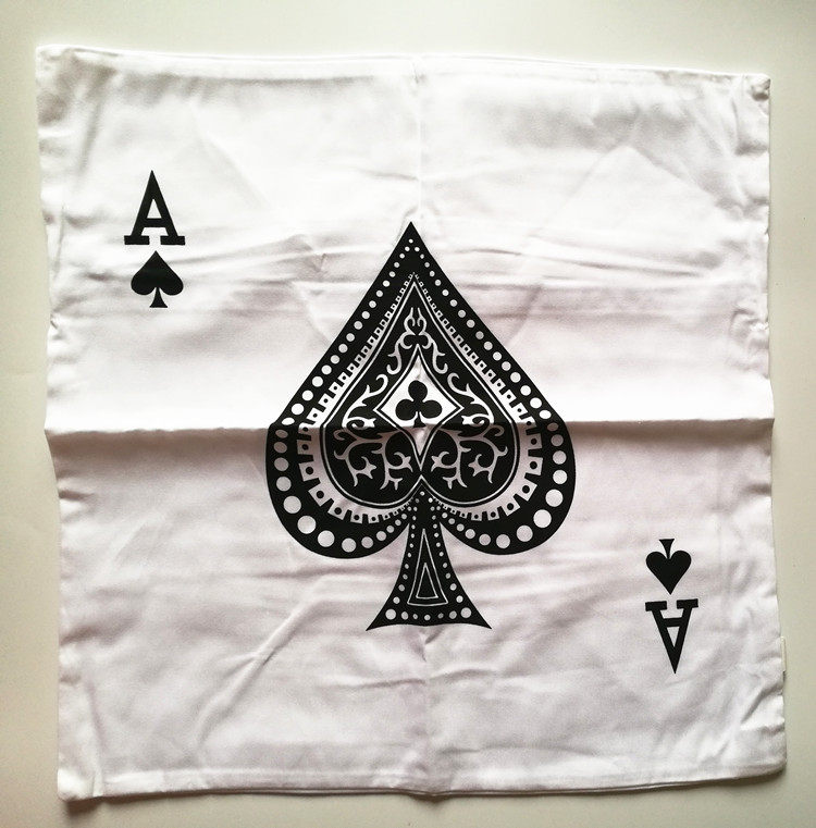 靠垫套不含芯45x45抱枕套客厅沙发汽车床头垫扑克牌黑桃尖 清仓