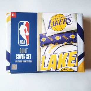 被套被罩枕头套纯棉全棉湖人队140/180/210科比NBA篮球LAKERS外贸