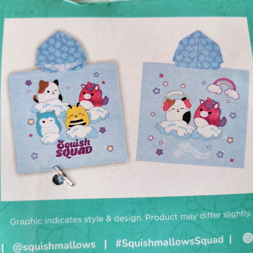 SQUISHMALLOWS玩具浴巾浴袍纯棉60x120全棉斗篷毛巾儿童卡通 外贸