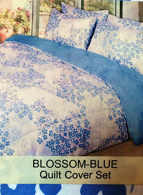 BLOSSOM被套被罩枕头套210x210三件套双人大床蓝色花朵 亏本外贸