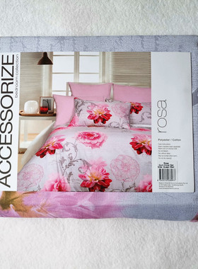 玫瑰花朵被套被罩枕头套210x210涤棉双人床复古ACCESSORIZE 外贸