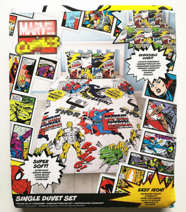 漫威被套被罩枕头套135x200儿童卡通MARVEL钢铁侠雷神蜘蛛侠 外贸