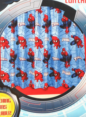 蜘蛛侠成品窗帘168x137/183两片客厅卧室SPDER-MAN儿童卡通 外贸