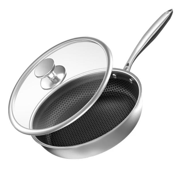 康巴赫煎锅304不锈钢平底锅不粘